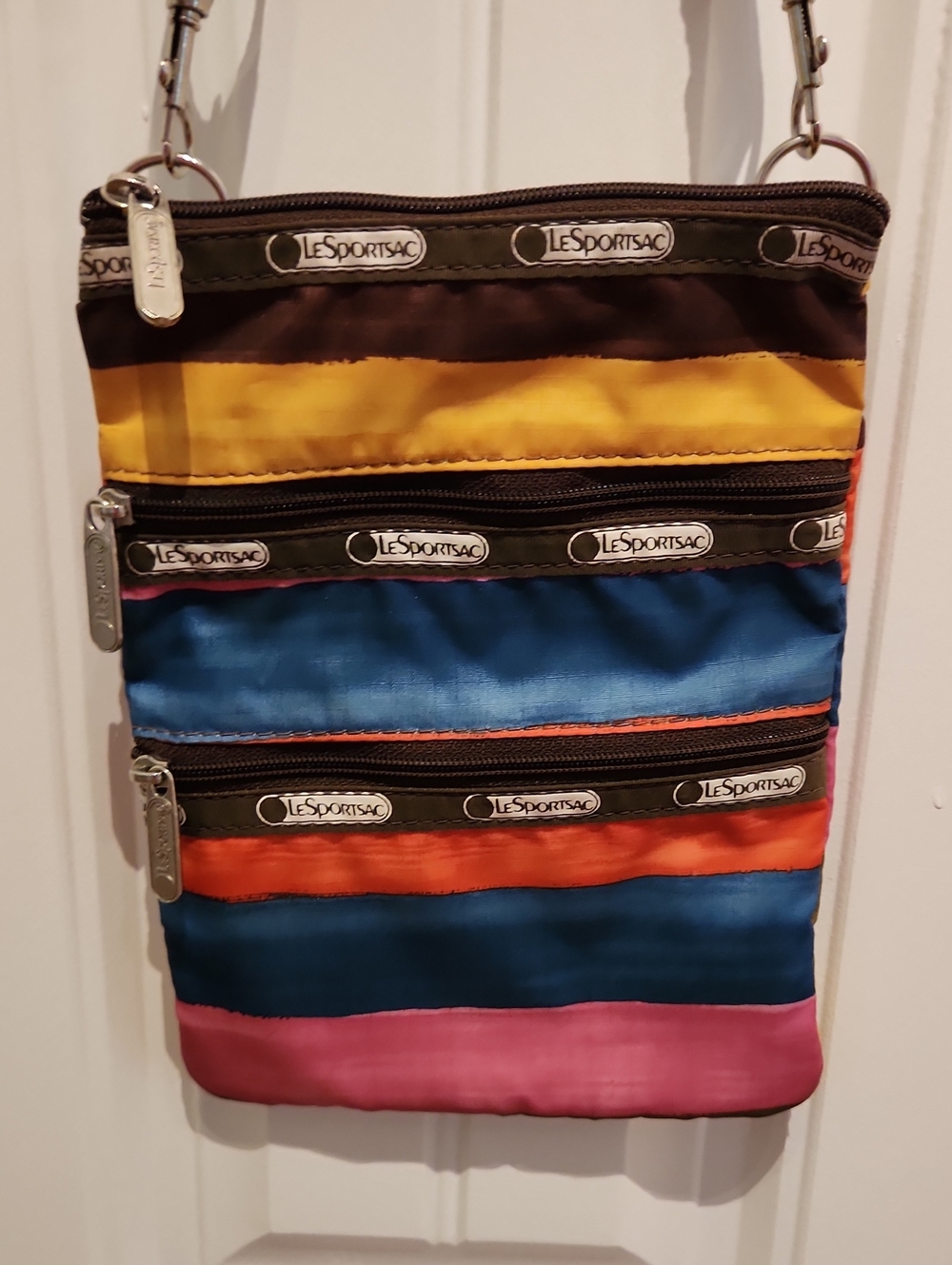 LeSportsac Multistripe Crossbody Bag in Blue, Yellow, Pink, Orange